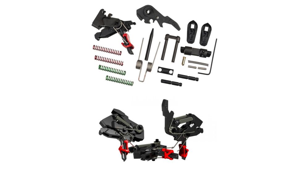 HIPERFIRE HIPERTOUCH Competition AR-15/10 Trigger Assembly Kit w/ HIPERSWITCH Safety Selector, Black, Red