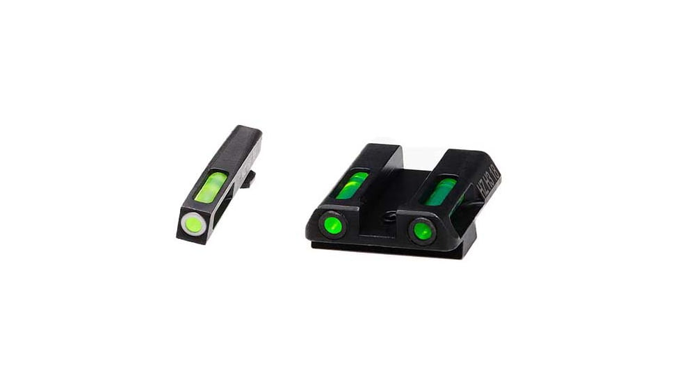 HiViz LiteWave H3 Tritium/Litepipe Pistol Night Sight Set - Fits Gen 1-5 Glock 42, Glock 43, Glock 43X &amp; Glock 48