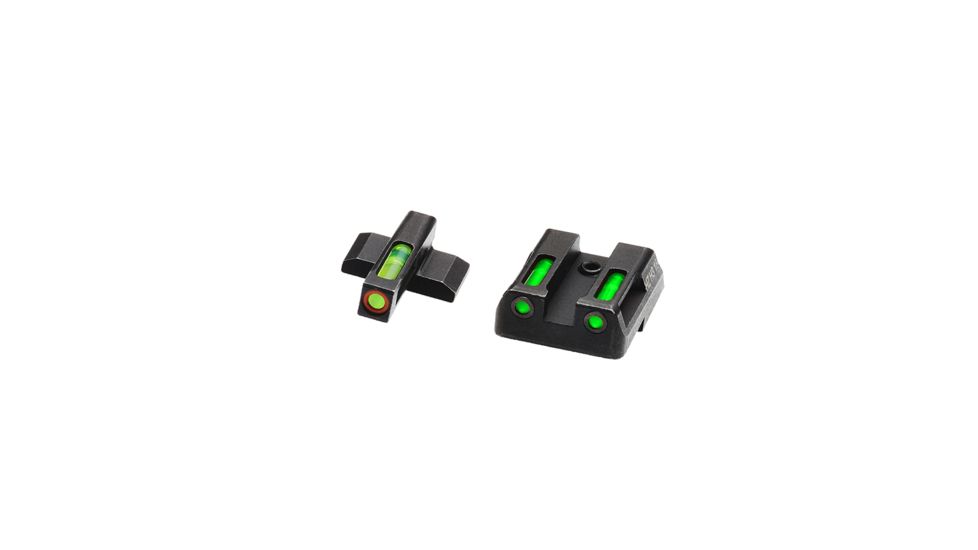 HiViz Litewave H3 Tritium/Litepipe Sight Set, HK VP9, HK VP9SK, HK VP40, HK45, HK45C, HK P30, HK P30L, Black, Green Litepipes w/ Orange Front Ring, HKN521