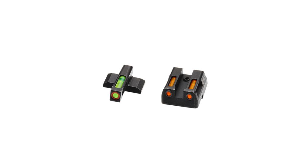 USED HiViz Litewave H3 Tritium/Litepipe Sight Set, HK VP9, HK VP9SK, HK VP40, HK45, HK45C, HK P30, HK P30L, Black, Green/Orange Litepipes w/ Orange Front Ring, HKN621, EDEMO1