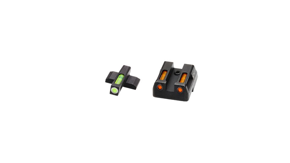 USED HiViz Litewave H3 Tritium/Litepipe Sight Set, HK VP9, HK VP9SK, HK VP40, HK45, HK45C, HK P30, HK P30L, Black, Green/Orange Litepipes w/ White Front Ring, HKN421, EDEMO1, Used, Condition Fair, Condition Fair, Used