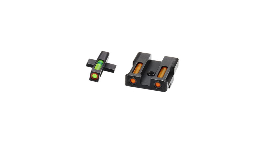 HiViz Litewave H3 Tritium/Litepipe Sight Set, Springfield XD, Springfield XDS, Springfield XDE, Springfield XD-M, Black, Green/Orange Litepipes w/ Orange Front Ring, XDN621