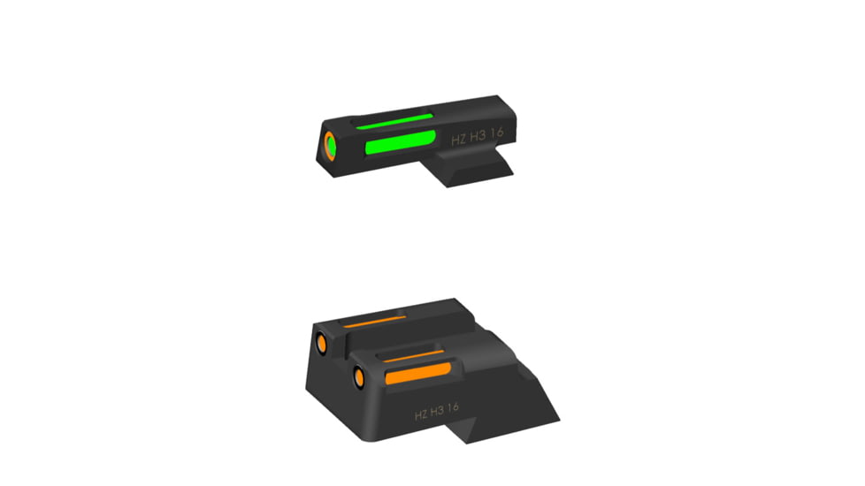 HiViz Staccato Handguns LiteWave H3 Tritium/LitePipe Day/Night Sight, Green/Orange Litepipes with Orange Front Ring, STIN621