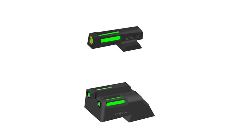 USED HiViz Staccato Handguns LiteWave H3 Tritium/LitePipe Day/Night Sight, Green with Orange Front Ring, STIN521, EDEMO2, Used, Condition Fair, Installed/Mounted