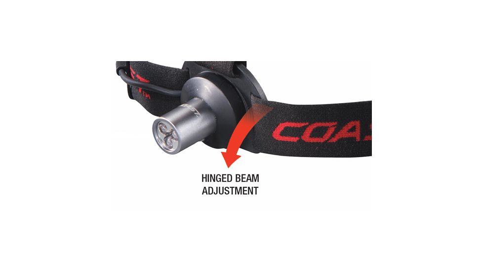 Coast HL3 66 Lumens LED Headlamp, Black/Red Headband - Clam Pack TT7454CP