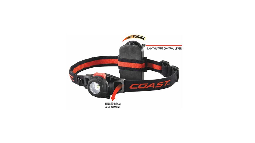 Coast HL6 LED 153 Lumens 3AAA Headlamp, Black/Red - Clam Pack TT7468CP