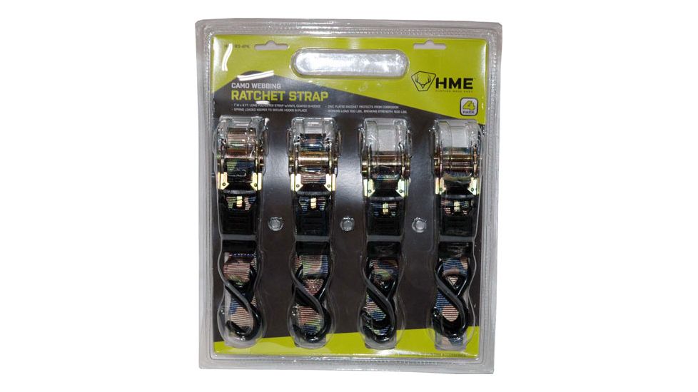HME Products Camouflage 8ft Ratchet Tie Down, Pack of 4, HME-RS-4PK