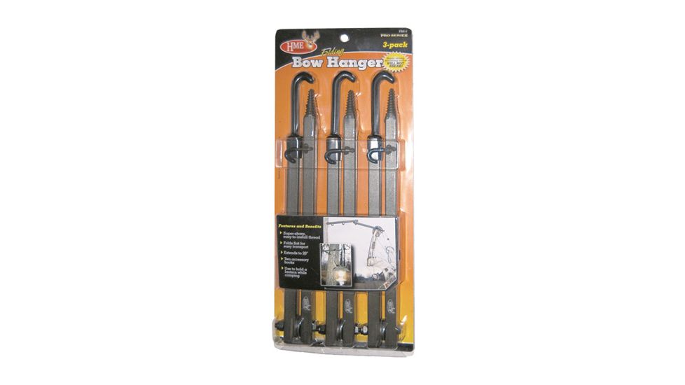 Hme Products HME Folding Bow Hanger, 20in, W/accessory Hooks, 3pk, HME-FBH-3