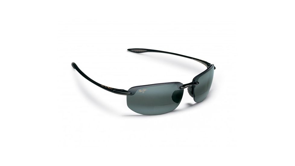 Maui Jim Ho'okipa Reader Sunglasses w/ Gloss Black Frame and Neutral Grey 1.50 Magnification Lenses - G807-0215, Quarter View
