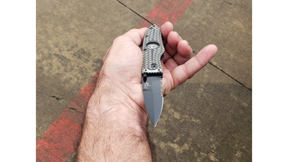 Hoffner Knives 2.8in Chiseled Grip Combo Blade Folding Knife, 440c Spear Point Blade, Olive/Black, FK-S2CBK-CDO