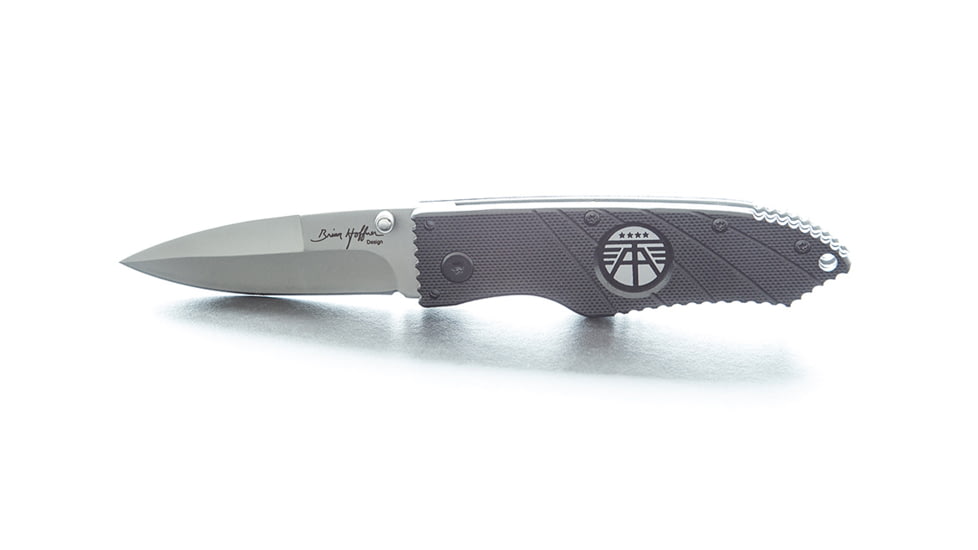 Hoffner Knives 2.8in Flatline Grip Smooth Blade Folding Knife, 440c Spear Point Blade, Black/Silver, FK-S2SBS-FB