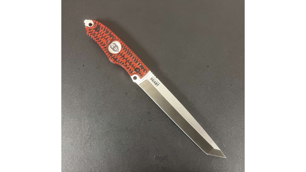 Hoffner Knives Beast Fixed Blade Knife, 7in, 440C Steel, Smooth Edge, Silver Blade, Chiseled Nightstalker Grip, Black, BE-T7SBS-CRB
