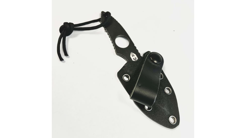 Hoffner Knives Bodyguard Belt Fixed Blade Knife, 2.5in, 440C Steel, Spear Point, Steel, Black, NECK-ITP-SP