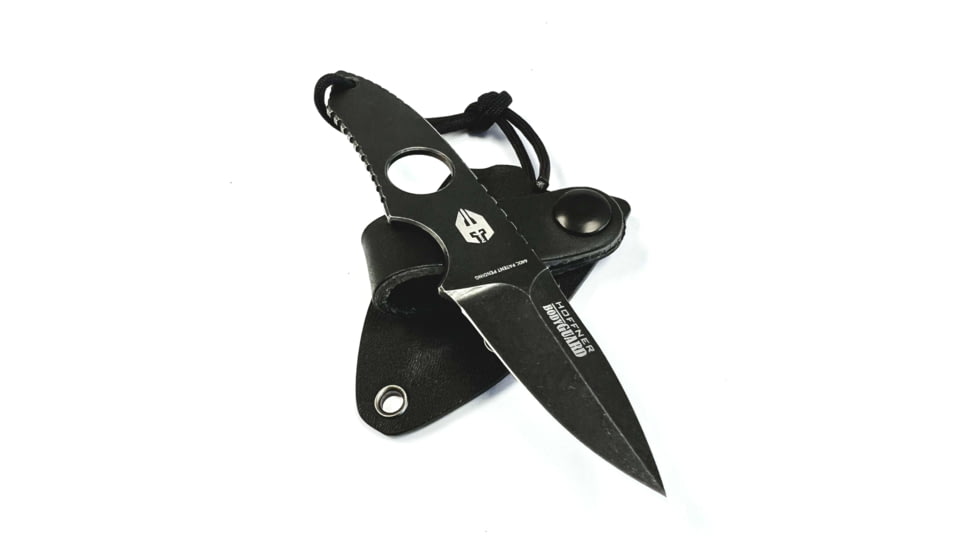 Hoffner Knives Bodyguard Belt Fixed Blade Knife, 2.5in, 440C Steel, Spear Point, Steel, Black, NECK-ITP-SP