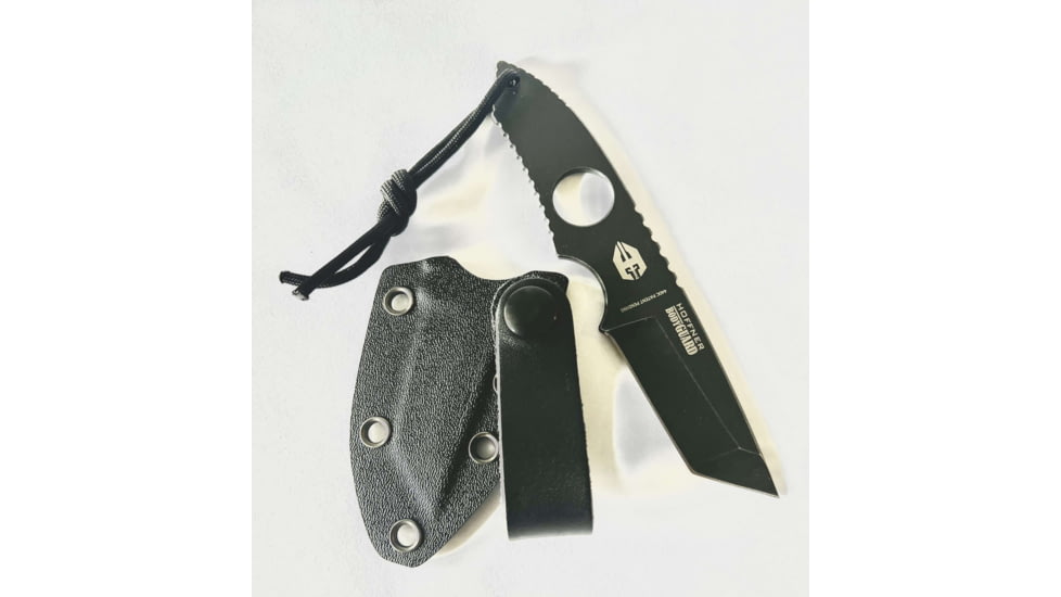 Hoffner Knives Bodyguard Belt Fixed Blade Knife, 2.5in, 440C Steel, Tanto, Steel, Black, NECK-ITP-TA
