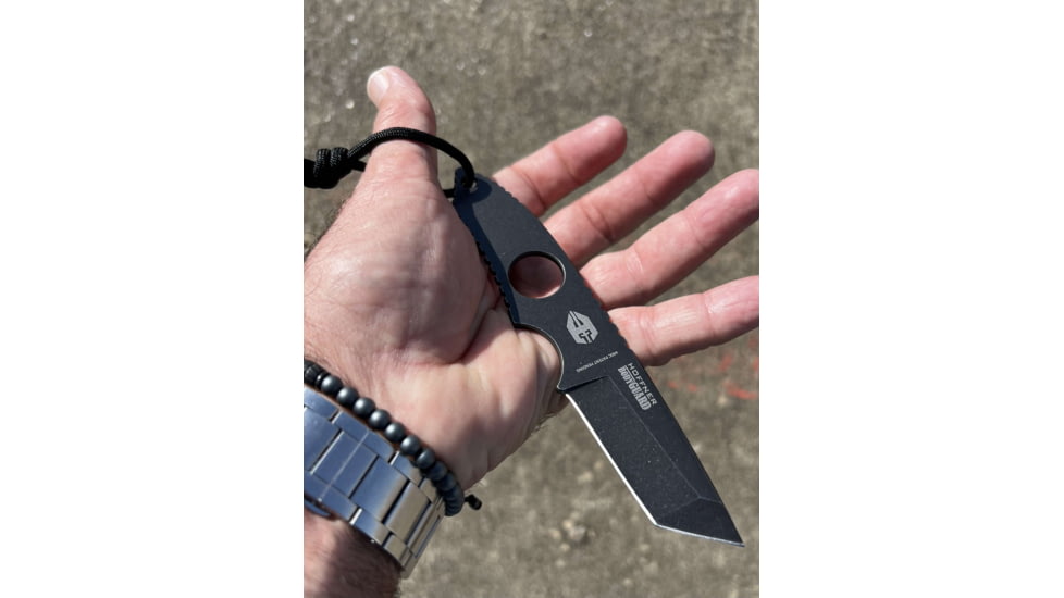 Hoffner Knives Bodyguard Belt Fixed Blade Knife, 2.5in, 440C Steel, Tanto, Steel, Black, NECK-ITP-TA