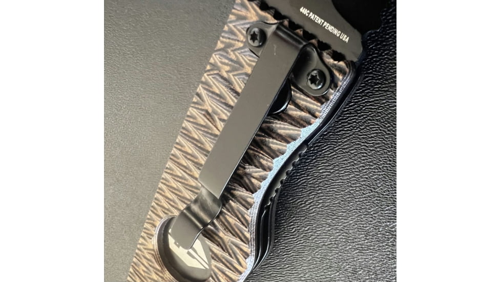 Hoffner Knives Folding Knife, 3.5in, 440c, Spear Point Blade, Chiseled Maduro Grip, Black Combo Blade, FK-S3CBK-CMA