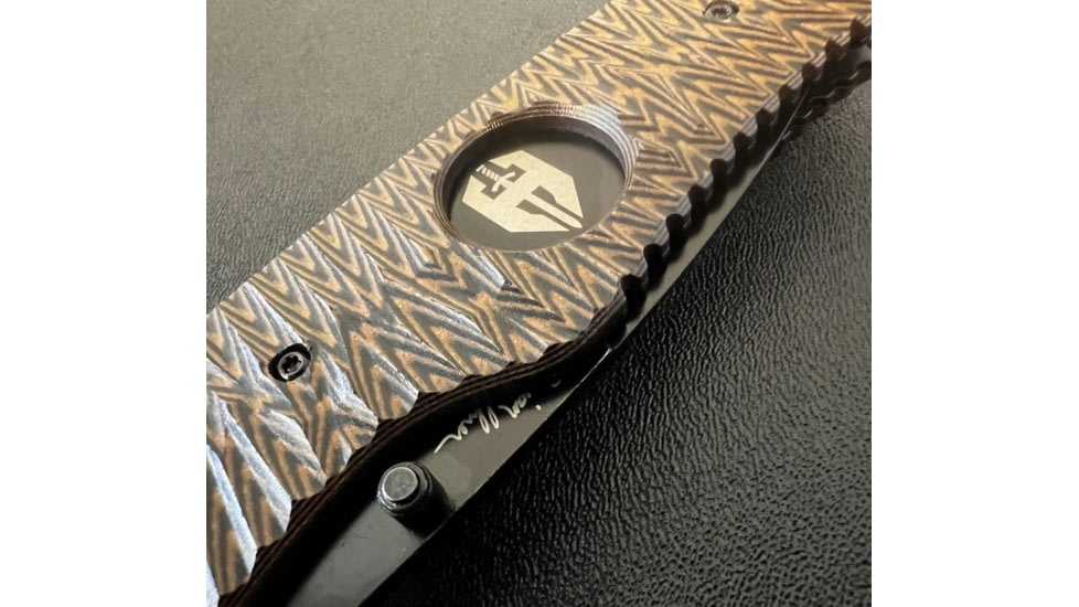Hoffner Knives Folding Knife, 3.5in, 440c, Spear Point Blade, Chiseled Maduro Grip, Black Combo Blade, FK-S3CBK-CMA