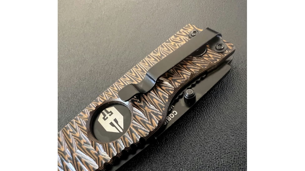 Hoffner Knives Folding Knife, 3.5in, 440c, Spear Point Blade, Chiseled Maduro Grip, Black Smooth Blade, FK-S3SBK-CMA