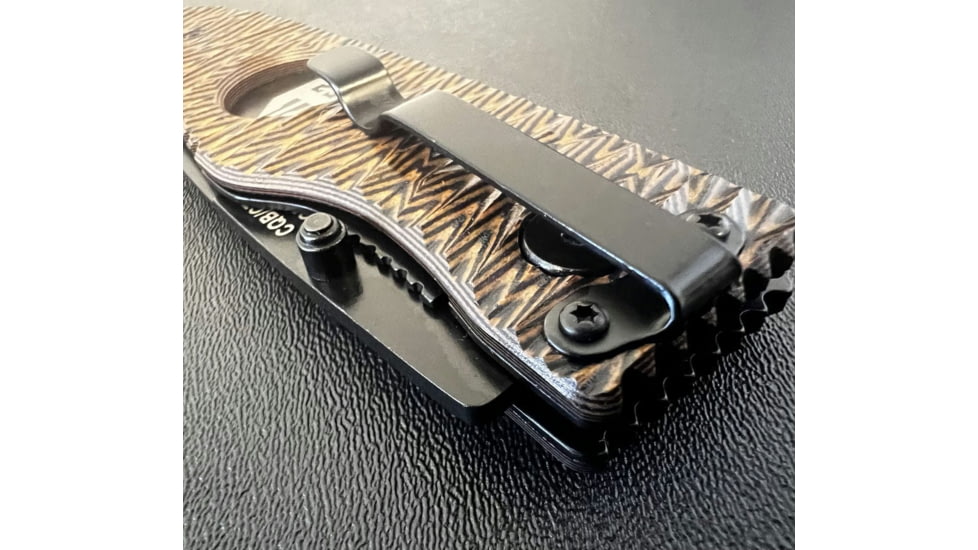 Hoffner Knives Folding Knife, 3.5in, 440c, Spear Point Blade, Chiseled Maduro Grip, Black Smooth Blade, FK-S3SBK-CMA