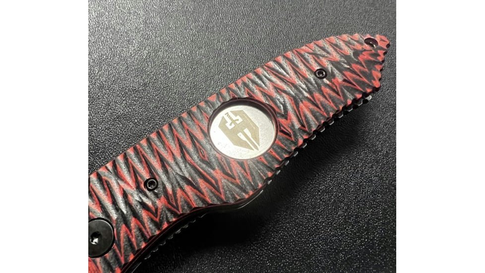 Hoffner Knives Folding Knife, 3.5in, 440c, Spear Point Blade, Chiseled Nightstalker Grip, Silver Combo Blade, FK-S3CBS-CRB