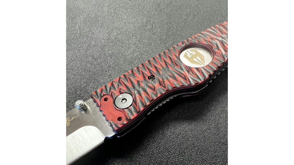 Hoffner Knives Folding Knife, 3.5in, 440c, Spear Point Blade, Chiseled Nightstalker Grip, Silver Smooth Blade, FK-S3SBS-CRB
