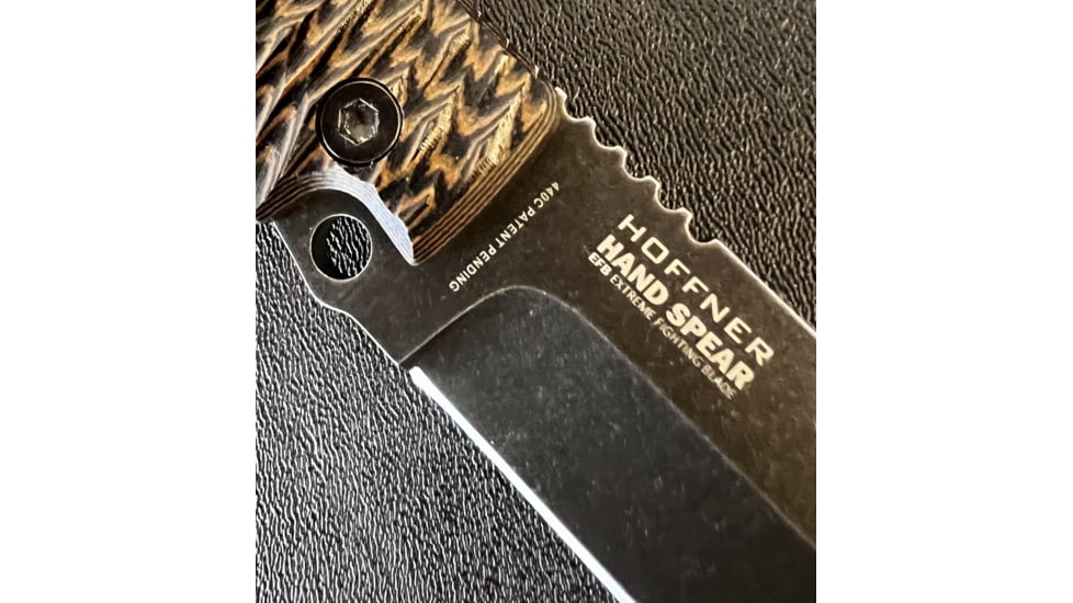 Hoffner Knives Hand Spear Fixed Blade Knife, 5in, 440C Steel, Chiseled Maduro Grip, Black Smooth Blade, Black, HS-S5SBK-CMA