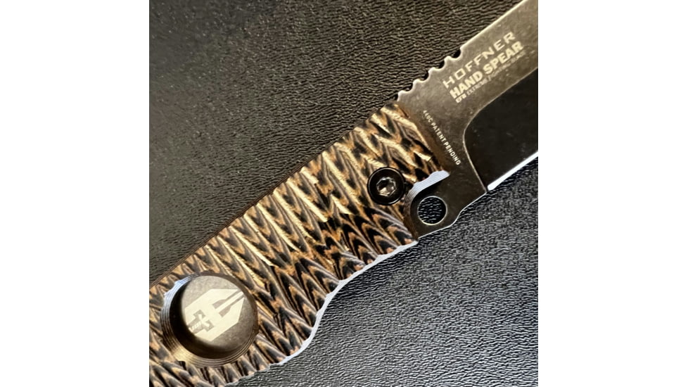 Hoffner Knives Hand Spear Fixed Blade Knife, 5in, 440C Steel, Chiseled Maduro Grip, Black Smooth Blade, Black, HS-S5SBK-CMA