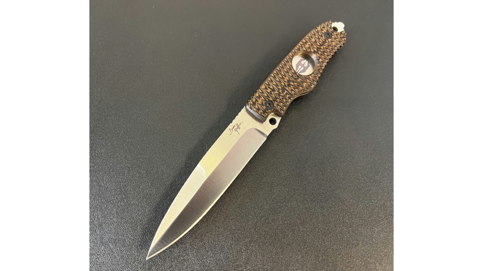 Hoffner Knives Hand Spear Fixed Blade Knife, 5in, 440C Steel, Chiseled Maduro Grip, Silver Smooth Blade, Black, HS-S5SBS-CMA