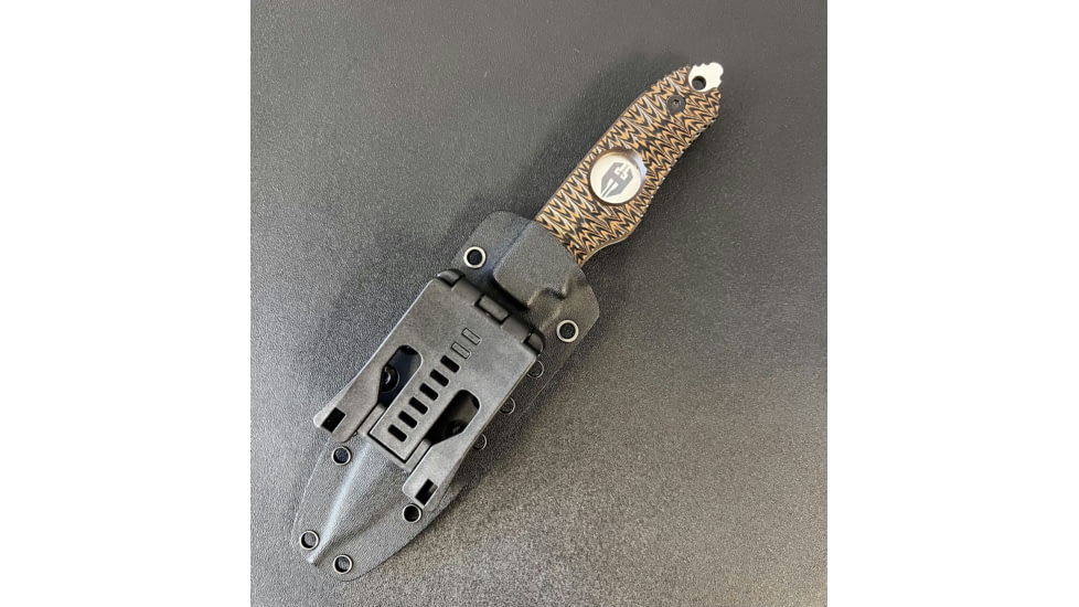 Hoffner Knives Hand Spear Fixed Blade Knife, 5in, 440C Steel, Chiseled Maduro Grip, Silver Smooth Blade, Black, HS-S5SBS-CMA