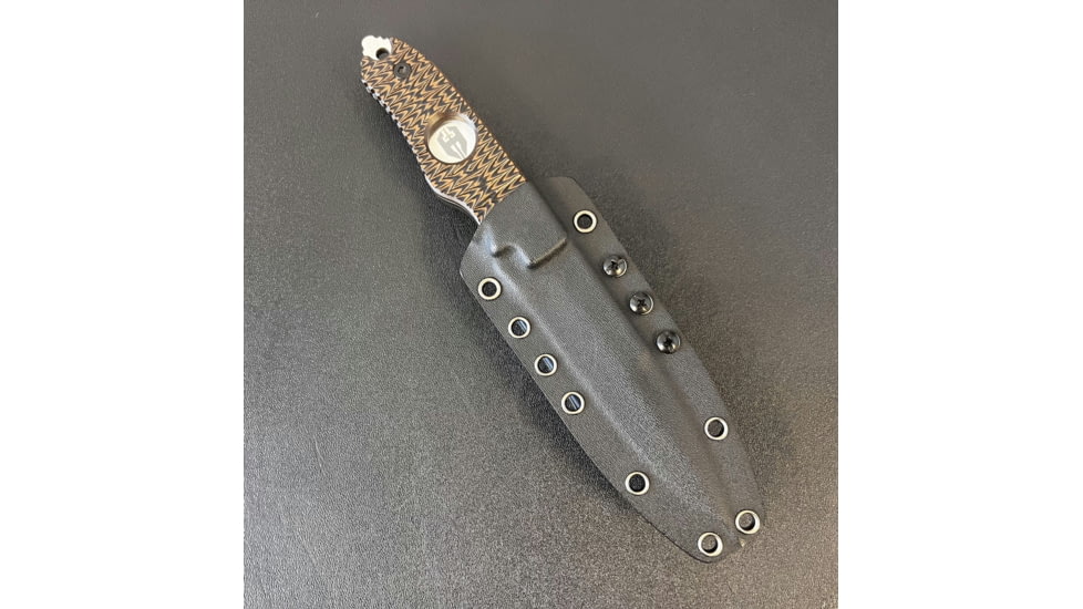 Hoffner Knives Hand Spear Fixed Blade Knife, 5in, 440C Steel, Chiseled Maduro Grip, Silver Smooth Blade, Black, HS-S5SBS-CMA