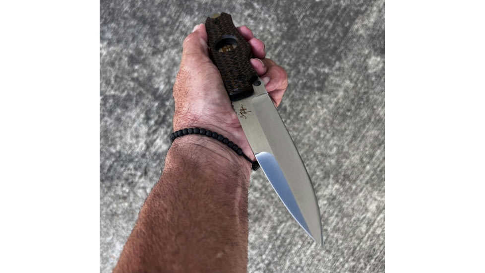 Hoffner Knives Hand Spear Fixed Blade Knife, 5in, 440C Steel, Chiseled Maduro Grip, Silver Smooth Blade, Black, HS-S5SBS-CMA