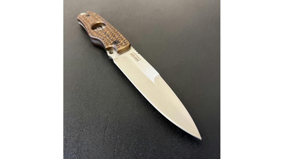 Hoffner Knives Hand Spear Fixed Blade Knife, 5in, 440C Steel, Chiseled Maduro Grip, Silver Smooth Blade, Black, HS-S5SBS-CMA
