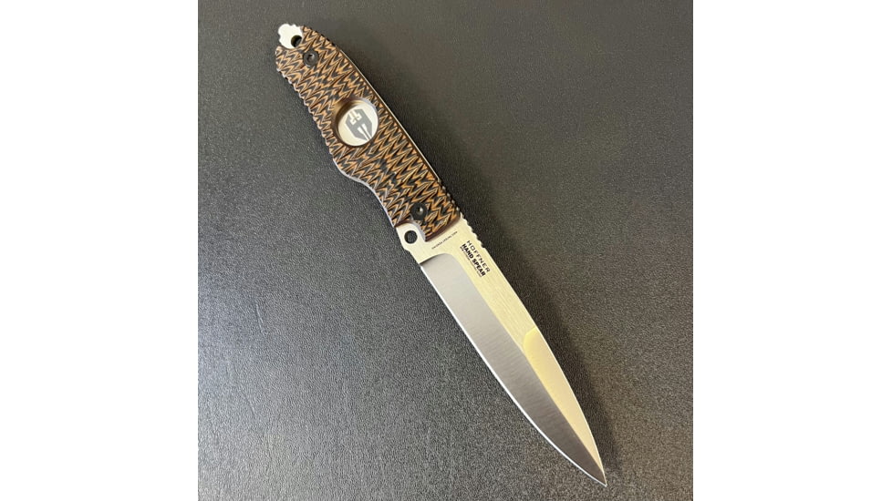 Hoffner Knives Hand Spear Fixed Blade Knife, 5in, 440C Steel, Chiseled Maduro Grip, Silver Smooth Blade, Black, HS-S5SBS-CMA