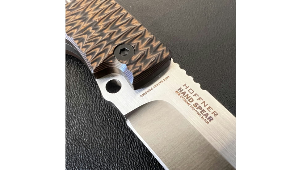 Hoffner Knives Hand Spear Fixed Blade Knife, 5in, 440C Steel, Chiseled Maduro Grip, Silver Smooth Blade, Black, HS-S5SBS-CMA