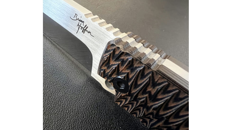 Hoffner Knives Hand Spear Fixed Blade Knife, 5in, 440C Steel, Chiseled Maduro Grip, Silver Smooth Blade, Black, HS-S5SBS-CMA