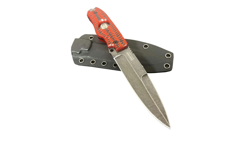 Hoffner Knives Hand Spear Fixed Blade Knife, 5in, 440C Steel, Chiseled Nightstalker Grip, Black Smooth Blade, Black, HS-S5SBK-CRB