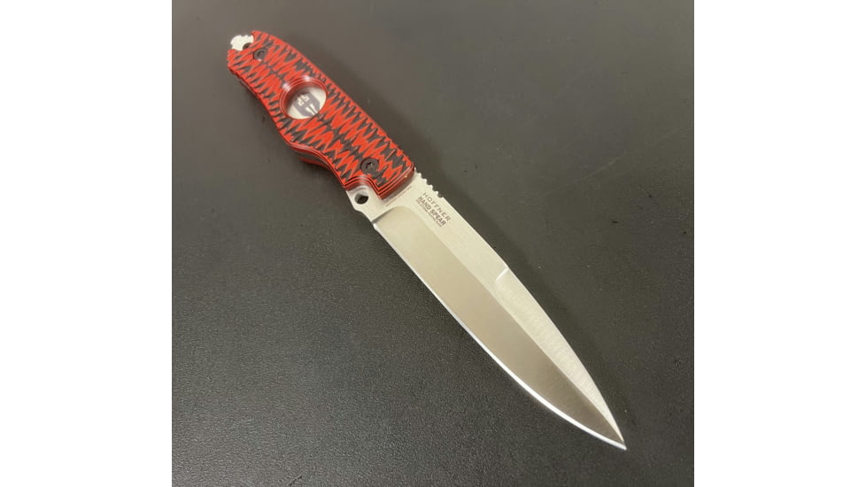 Hoffner Knives Hand Spear Fixed Blade Knife, 5in, 440C Steel, Chiseled Nightstalker Grip, Silver Smooth Blade, Black, HS-S5SBS-CRB