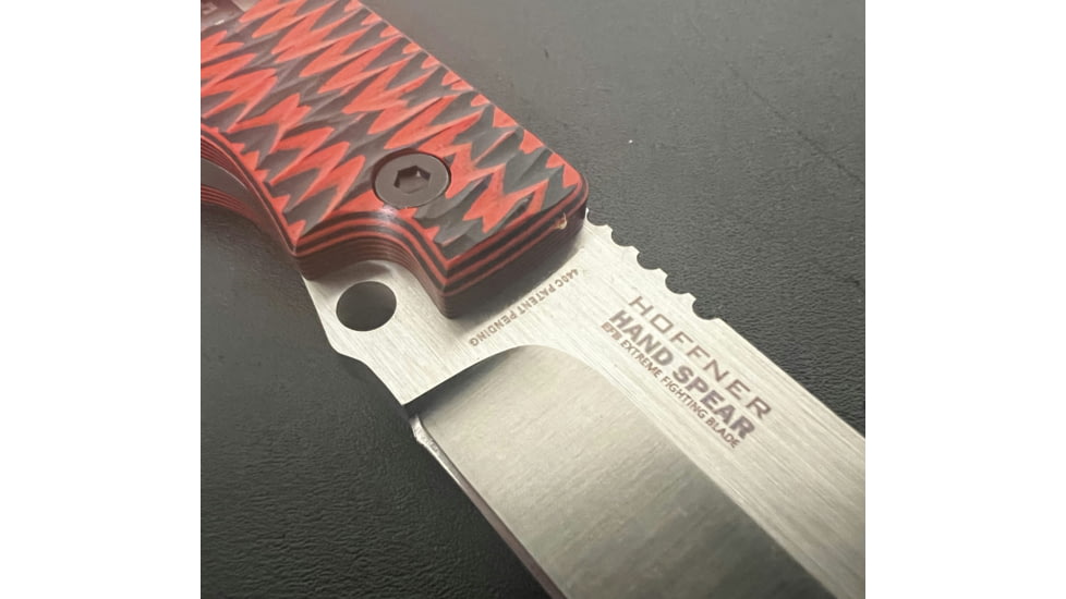 Hoffner Knives Hand Spear Fixed Blade Knife, 5in, 440C Steel, Chiseled Nightstalker Grip, Silver Smooth Blade, Black, HS-S5SBS-CRB