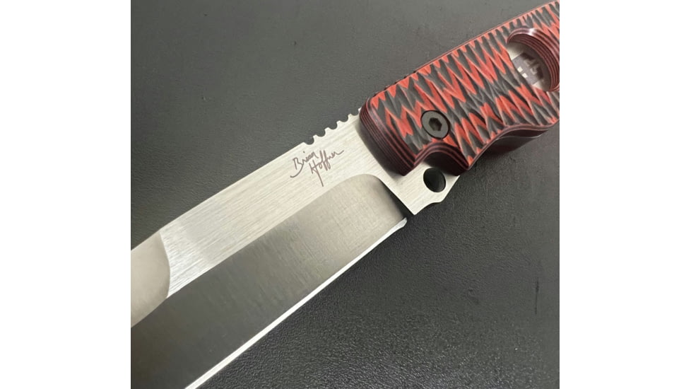 Hoffner Knives Hand Spear Fixed Blade Knife, 5in, 440C Steel, Chiseled Nightstalker Grip, Silver Smooth Blade, Black, HS-S5SBS-CRB