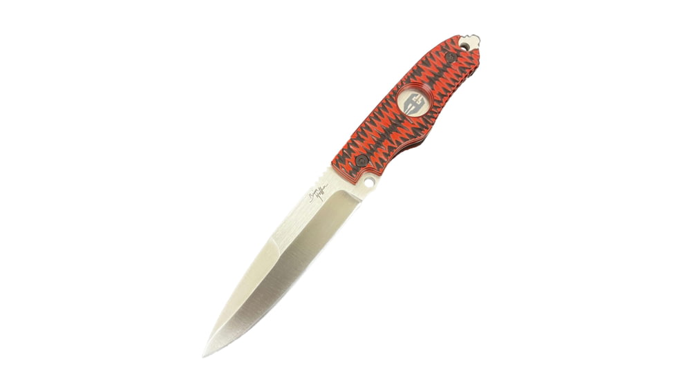 Hoffner Knives Hand Spear Fixed Blade Knife, 5in, 440C Steel, Chiseled Nightstalker Grip, Silver Smooth Blade, Black, HS-S5SBS-CRB