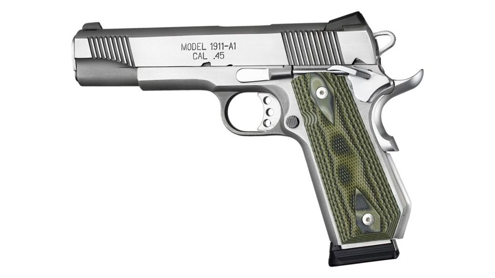 Hogue 1911 Govt. Grip, Model Bobtail, Checkered, G10 G-Mascus, Green Lava 01958