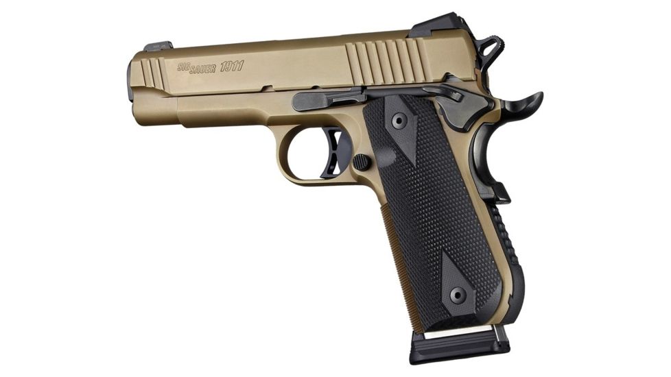 Hogue 1911 Govt. Grip, Model Round Heel, Checkered, G10, Black 01859