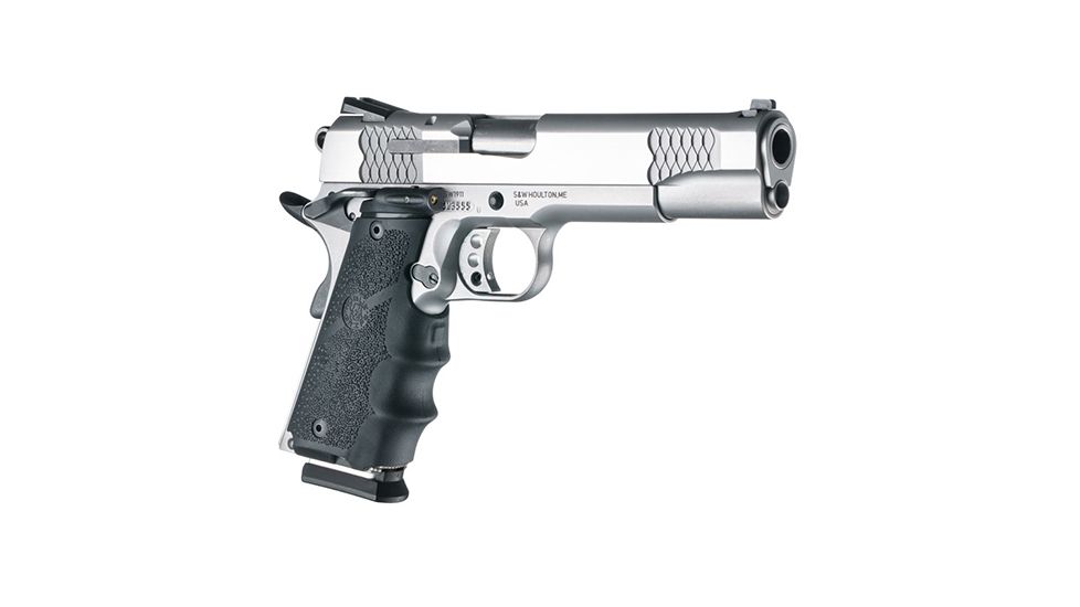 Hogue 1911 Govt. Laser Enhanced Grip, Green Laser, Govt. 1911 Model Rubber Grip, with Finger Grooves Black, Black, 45980