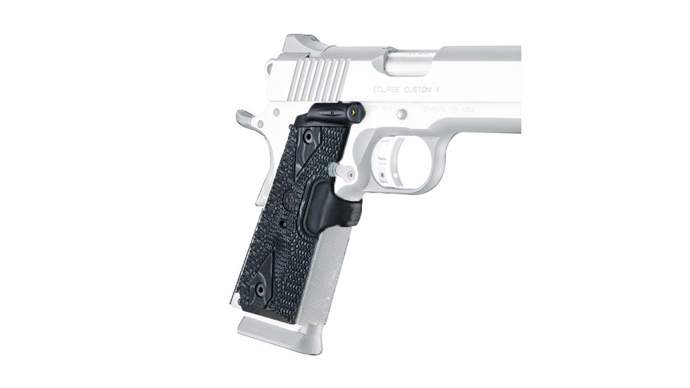 Hogue 1911 Govt. Laser Enhanced Grip, Green Laser, Piranha Grip, G10 - G-Mascus, Black, 45188