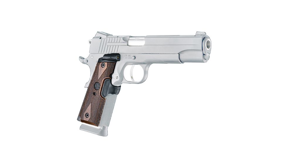 Hogue 1911 Govt. Laser Enhanced Grip, Green Laser, Reinforced Walnut Checkered, Walnut, 45481