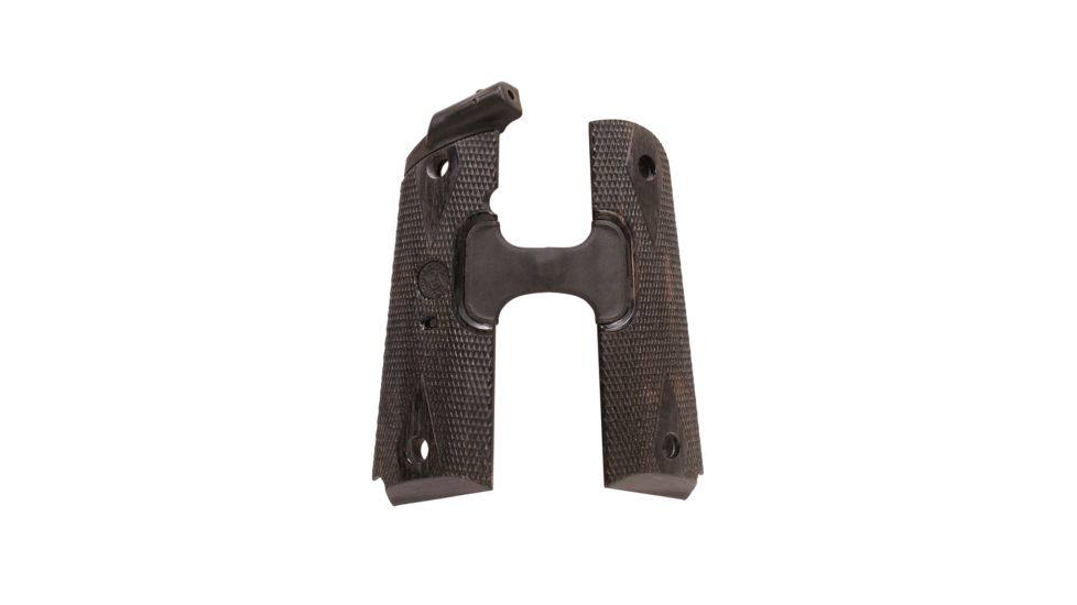 Hogue 1911 Govt. Laser Enhanced Grip, Red Laser, Checkered, Reinforced Blackwood, Blackwood, 45680