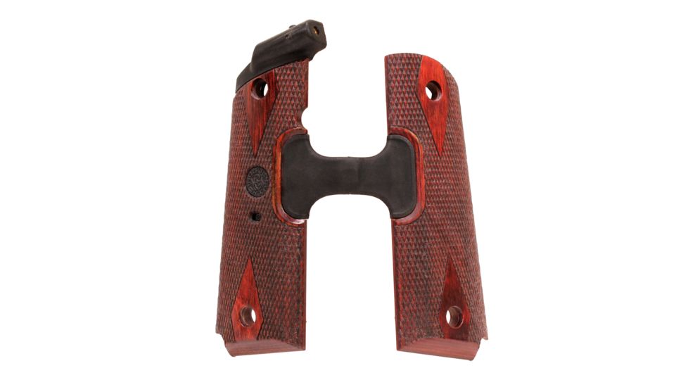 Hogue 1911 Govt. Laser Enhanced Grip, Red Laser, Reinforced Rosewood Checkered, Rosewood, 45580