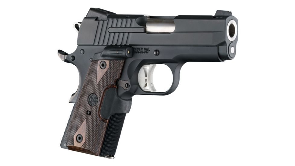 Hogue 1911 Officers Laser Enhanced Grip, Green Laser, Checkered, Reinforced Walnut, Walnut, 43481