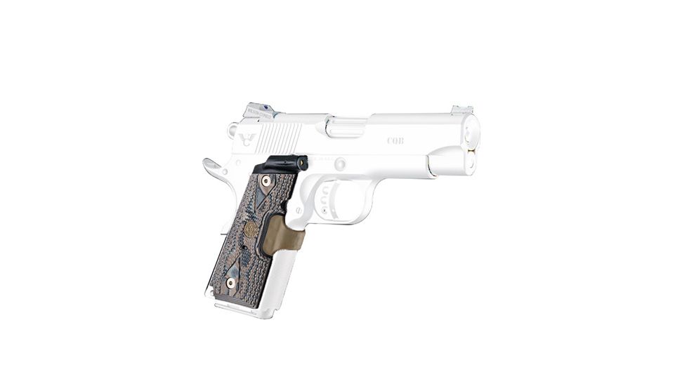 Hogue 1911 Officers Laser Enhanced Grip, Green Laser, Piranha Grip, G10 - G-Mascus, Earth, 43184